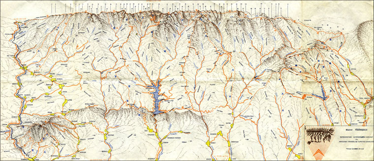 Harta Vedere dinspre Sud a Muntilor Fagaras